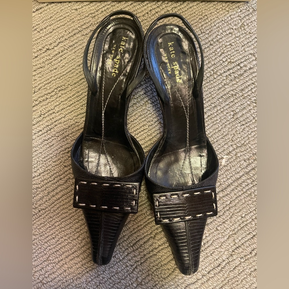 Kate Spade Black Leather Textured Heels